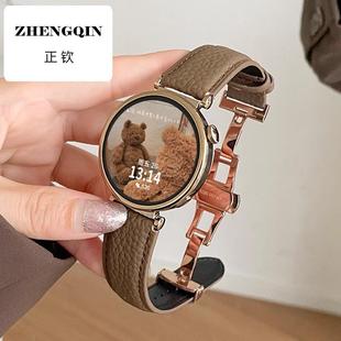 适用华为watchgt5表带新款真皮蝴蝶扣gt4智能手表腕带GT3Pro皮质