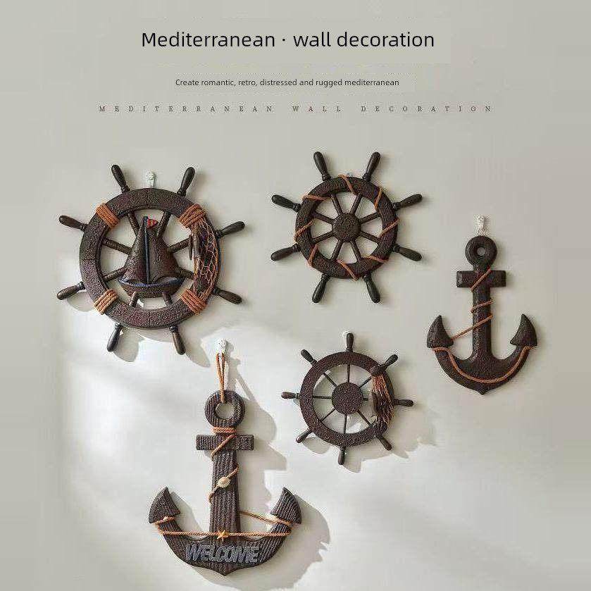 实木舵方向盘窗口装饰挂件古董舵手组合墙装饰挂件,家居饰品,装饰摆件,淘宝优惠券,粉丝福利购,淘宝优惠卷