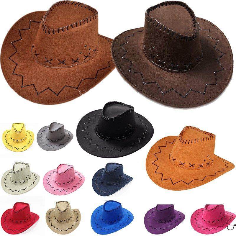 儿童牛仔帽西部春夏季遮阳麂皮绒爵士帽男女多色骑士帽大沿帽礼帽