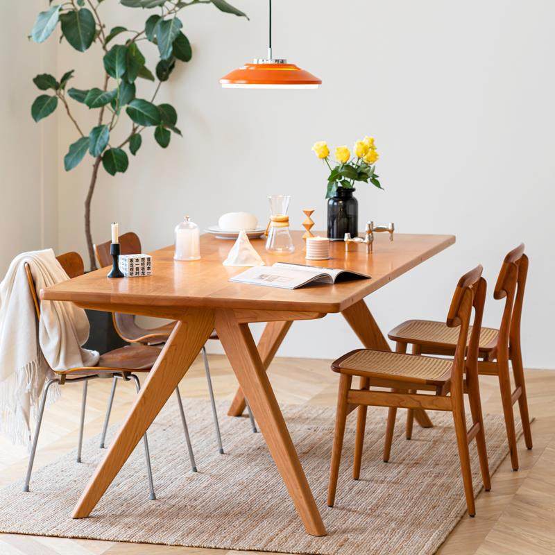 二黑木作 鲸鱼餐桌 北欧全实木超厚大长桌樱桃木日式餐厅工作台