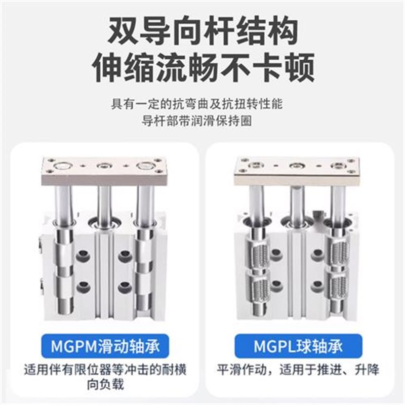 三杆气缸MGPM12-10/15/20/25/30/50/75/100Z导杆气缸MGPL12-40XC8
