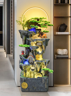 客厅落地流水摆件循环水假山喷泉玄关办公室电视柜旁装饰开业乔迁