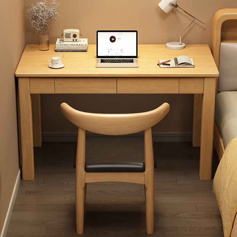 全实木窄书桌简约家用电脑桌学生写字桌子卧室办公桌小户型中式桌