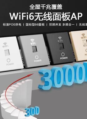 嵌入式86型墙壁无线路由器AP智能面板千兆wifi插座酒店家用灰色