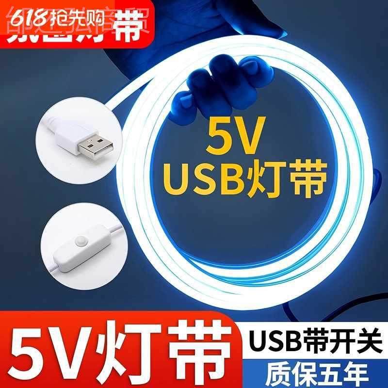 ?5V灯带粘leds低压灯超5V灯带亮ub接口带柔性嵌入式柔性霓虹硅胶