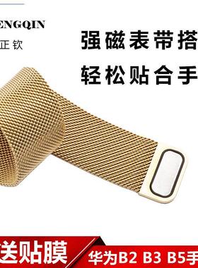 适用代用华为B3B5B6B7智能运动手环不锈钢手表带B2米兰精钢表链青