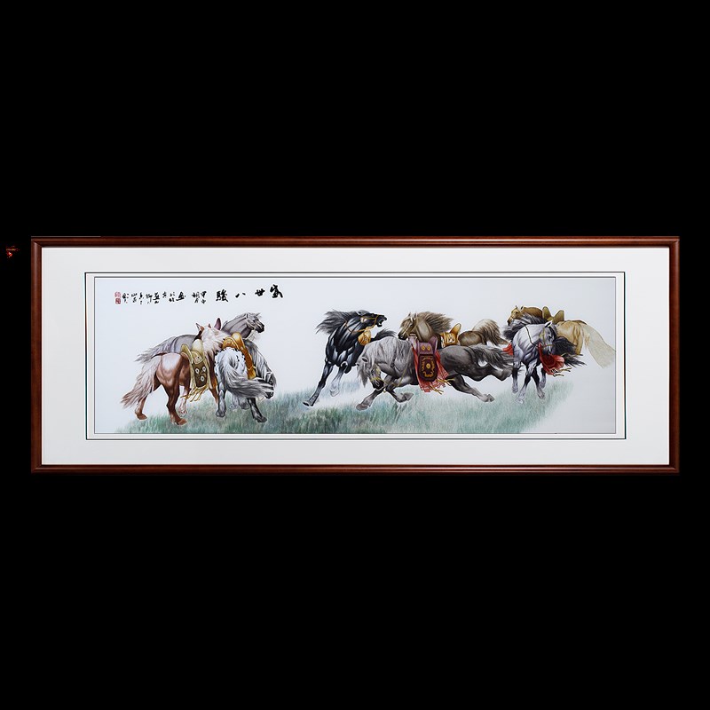 苏州刺绣马 盛世八骏图 马到成功 办公室挂画商务礼品开业送礼