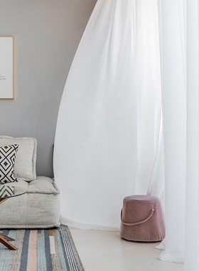 洛布尔 云桑白色纱帘透光透人客厅茶室卧室配纱书房隔断飘窗纱