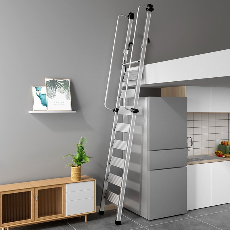 富贵家用铝合金加厚阁楼梯子上下室内扶梯工程梯移动伸缩阁楼梯