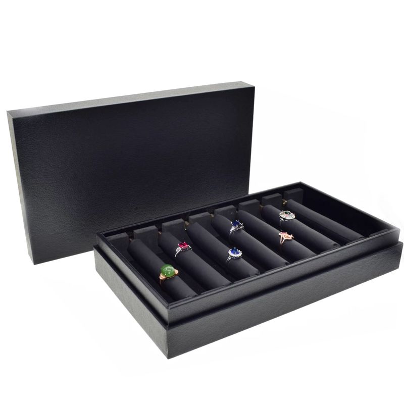 黑色戒指条收纳盘首饰q收纳箱便捷式戒指收货盘日式戒指棒展示穿