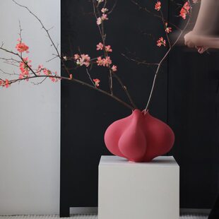 芥子家居法式大花瓶奶油风异形高级感摆件餐桌家居中古风艺术花器