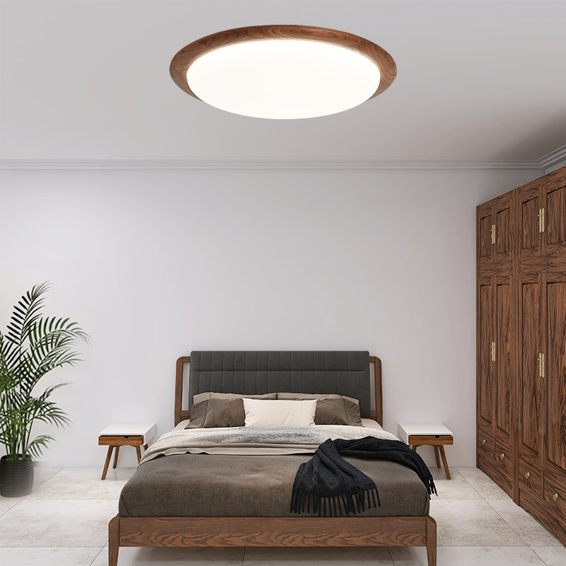 新中式吸顶灯主卧家用卧室v餐厅超薄黑胡桃实木现代简约客厅灯具