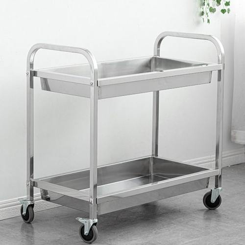 加厚不锈钢餐车酒店二层手推车双层餐厅送餐车收碗车饭店小推车