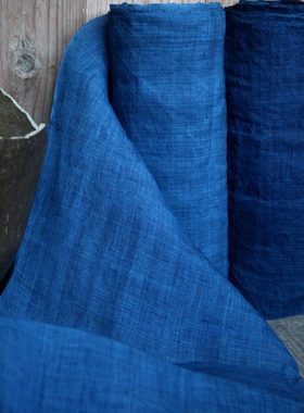 倚山人|手织苎麻传统蓝染indigo夏布门帘偏硬透光手工茶席麻布
