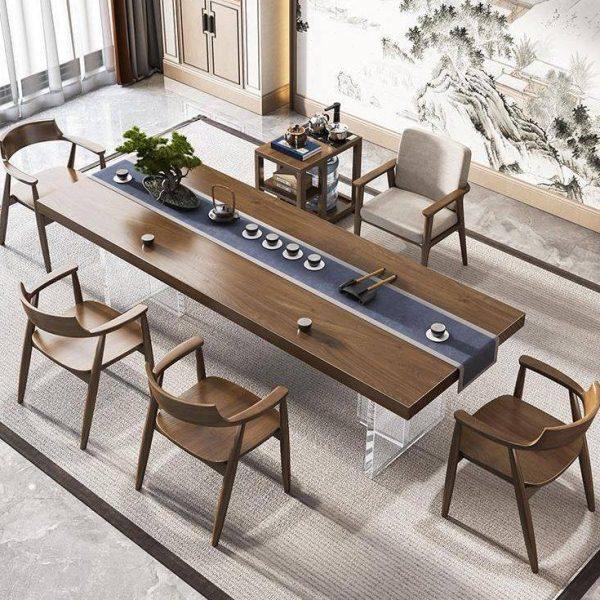 新中式亚克力桌腿全实木泡茶桌 客厅待客喝茶桌 原木洽谈桌椅组合,商业/办公家具,茶台/茶桌,淘宝优惠券,粉丝福利购,淘宝优惠卷