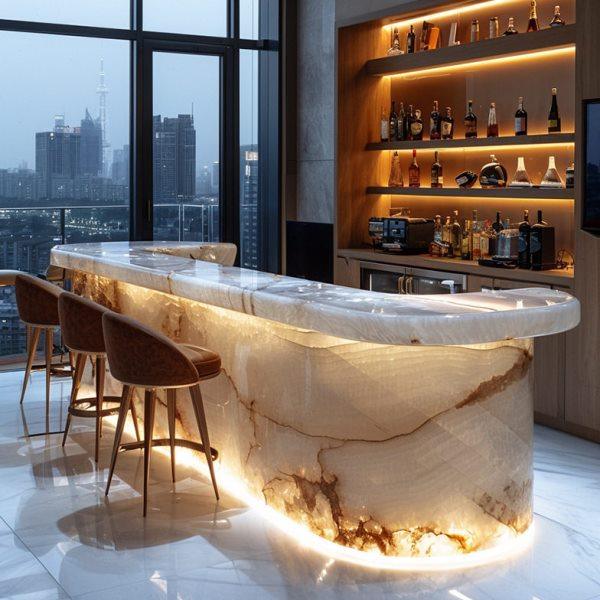 发光玉石岛台餐桌一体化厨房家用意式极简客厅轻奢级感吧台,住宅家具,岛台餐桌,淘宝优惠券,粉丝福利购,淘宝优惠卷