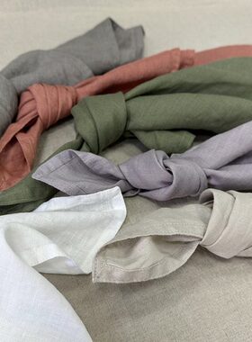 精品看细节 出口纯亚麻餐巾法式田园浪漫西餐垫纯色餐布45X45CM