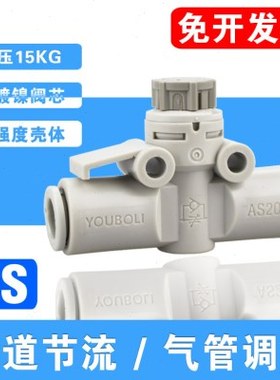 推锁型管道节流阀AS1002F-04A 06A直通调速接头AS2052F-08A调节阀