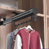 顶装 伸缩衣架衣橱衣柜内纵向竖向横杆衣通衣杆 浅衣柜挂衣杆抽拉式