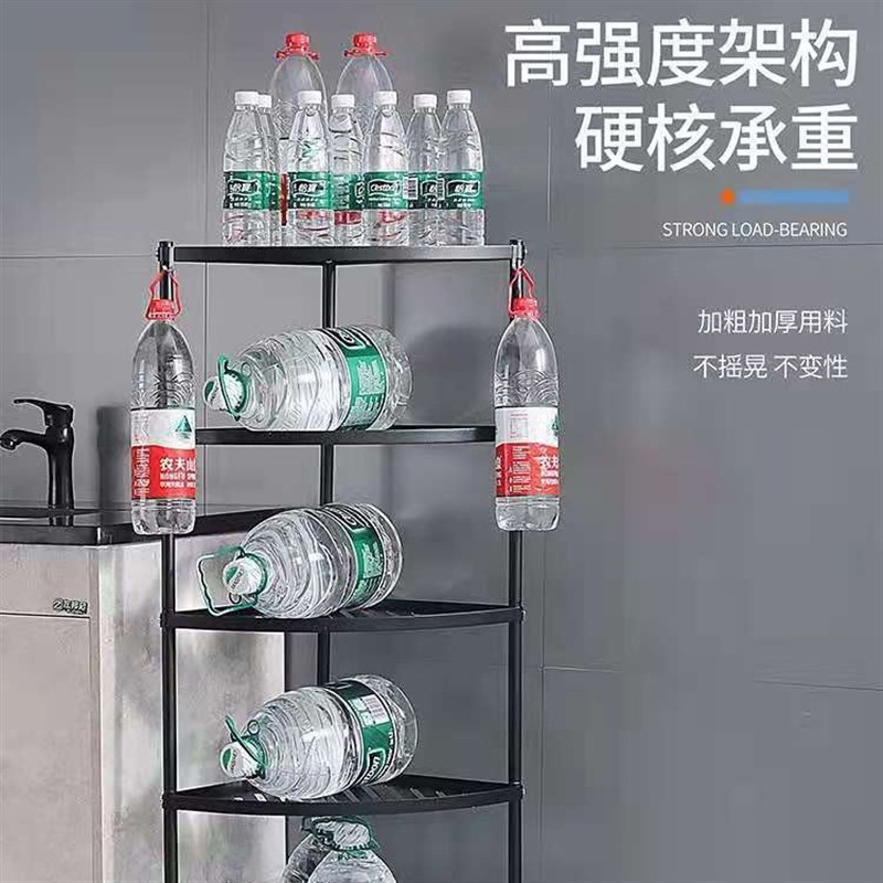 卫生间三角置物架落地免打孔不锈钢浴室厕所厨房转角多层收纳架