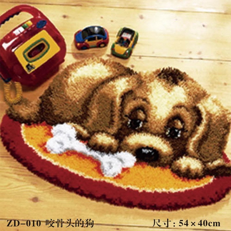 彩印网段段绣脚垫毛线绣坐垫地垫门垫浴室垫钩针绣车座垫手工地毯