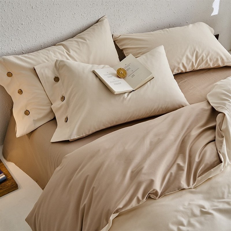 微绒感长绒棉丨微磨毛冬季加厚四件套100支柔软纽扣纯色四件套