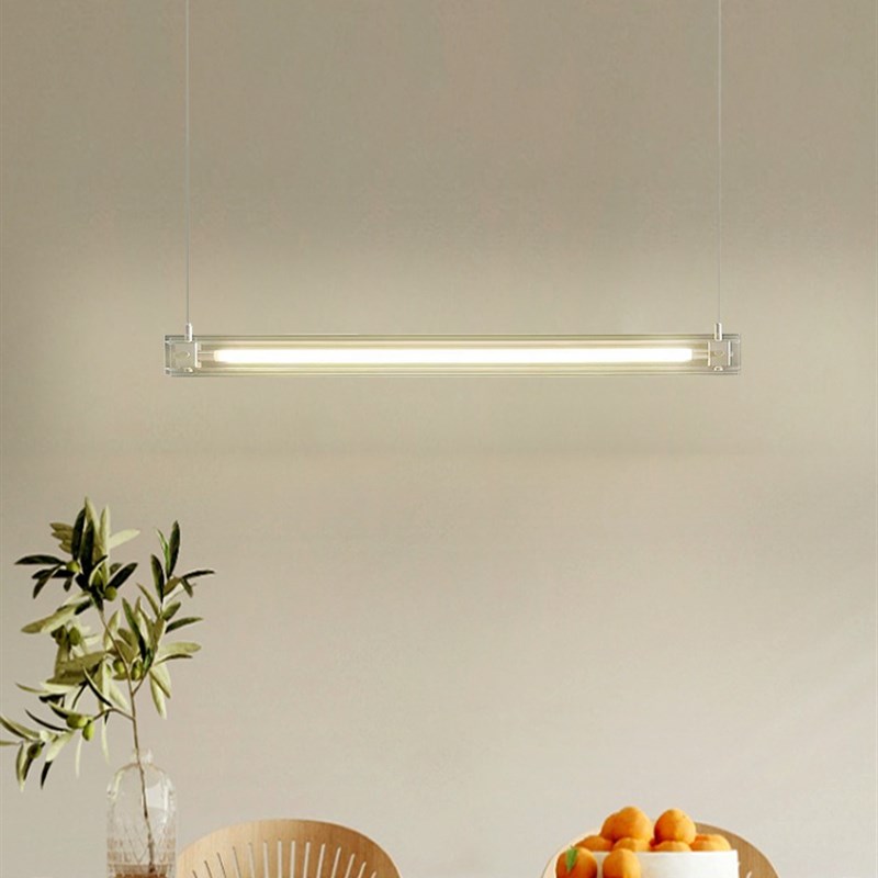 餐厅吊灯现代极简创意玻璃一字长条灯设计师吧台办公室岛台马扎灯