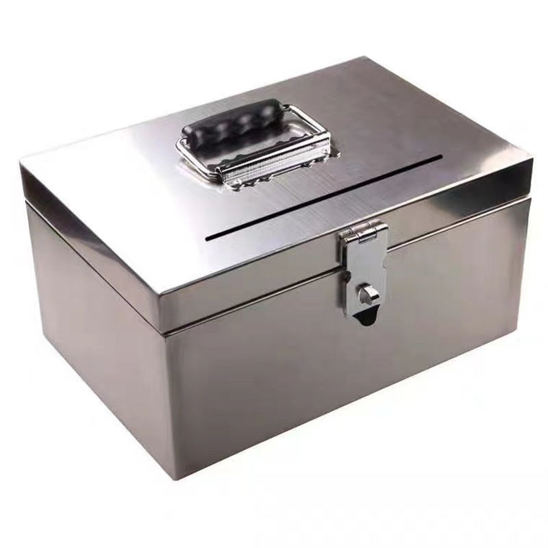 德国进口不锈钢钱箱存钱罐带锁小箱子防盗可存可取密码实用型礼物