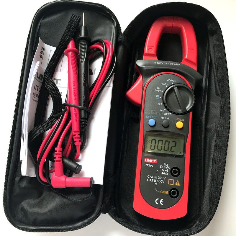 优利德UT203交直流两用钳形电流表400A数字钳型万用表通断频率