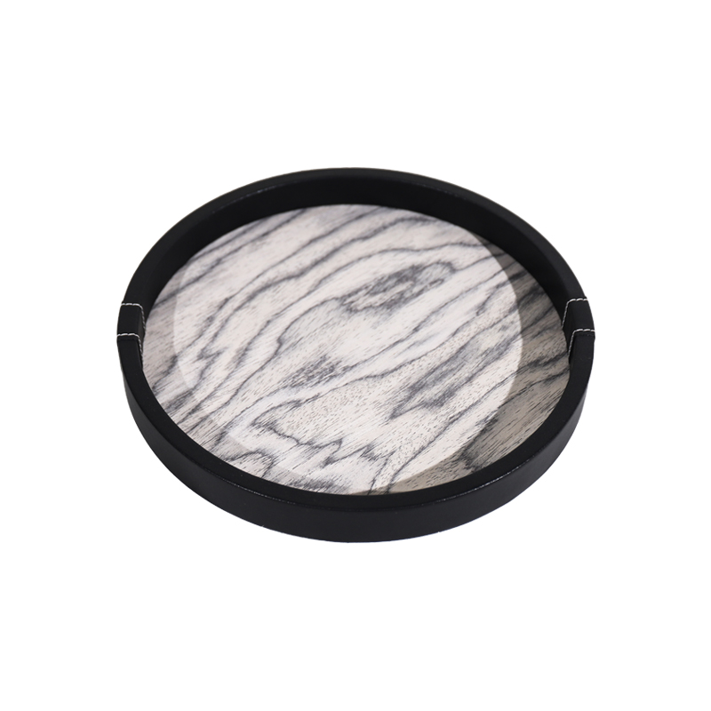 现代简约皮革香薰托盘摆件家居样板间别墅客厅软装饰品