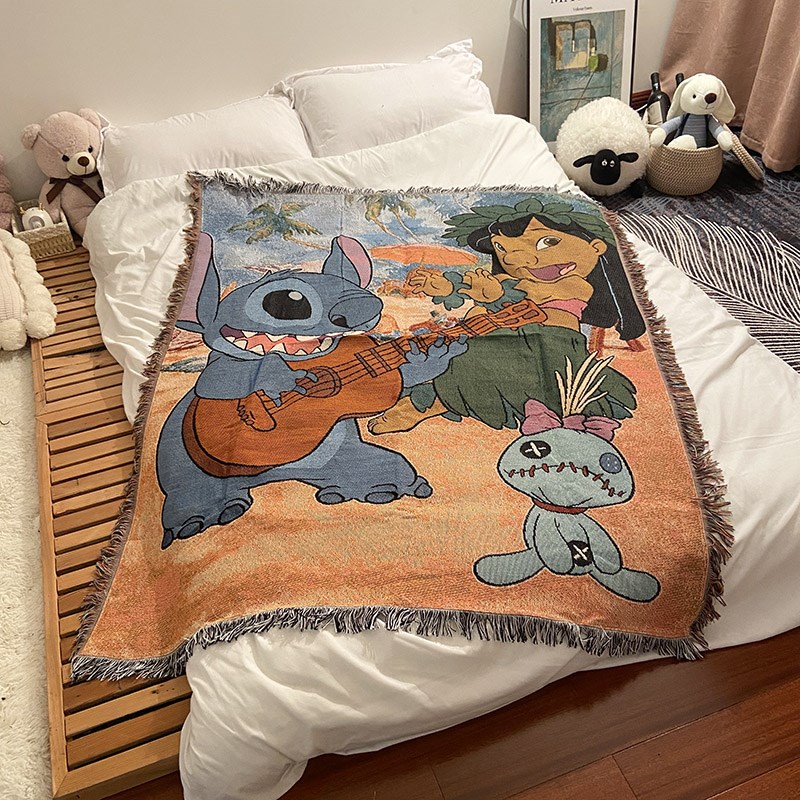 史迪奇小毯子床上用史迪仔卡通休闲毯stitch办公室午睡盖毯露营毯