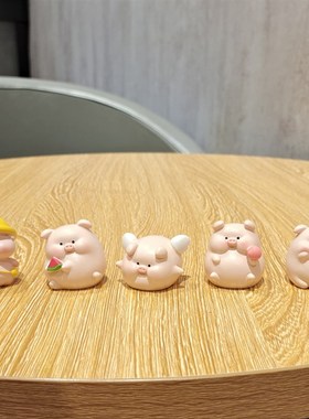 微景观树脂小猪治愈系桌面小摆件卡通少女心迷你车载办公室装饰品