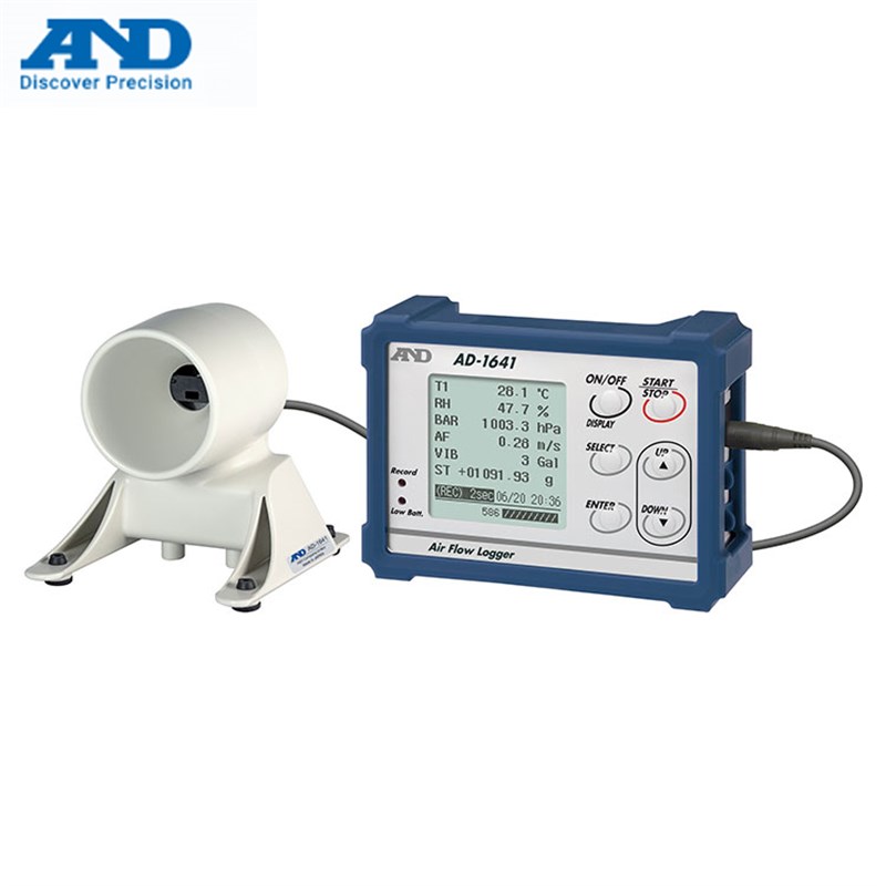 日本AND微风风速计AD-1641测量风速,温度,湿度,大气压和振动