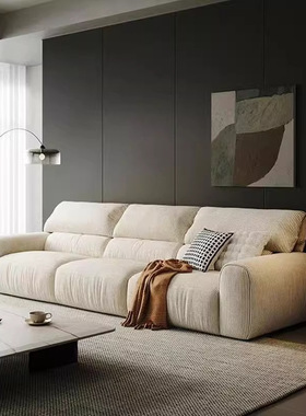 网红直排猫抓布灯芯绒布艺复古绿色沙发法式实木沙发小户型奶油风