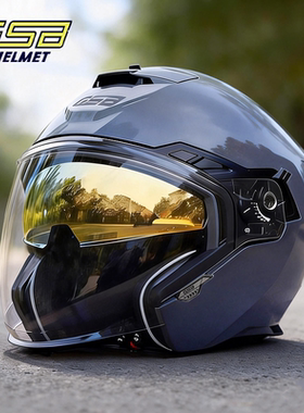 GSB263摩托车头盔3C认证骑行半盔男女情侣双镜片电动车四分之三盔