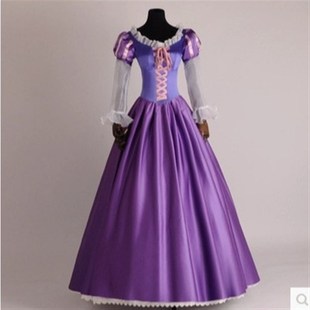 万圣节成人魔法奇缘cosplay长发公G主乐佩公主紫色长裙舞会演出服