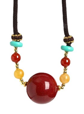 朱砂吊坠本命年挂件女天然原J矿石红朱砂项链饰品