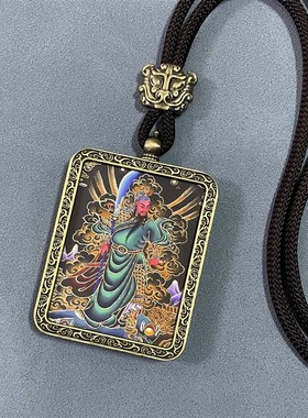 唐卡 关公唐卡i 吊坠项链景区武财平安招财配饰纪念品关二爷吊牌