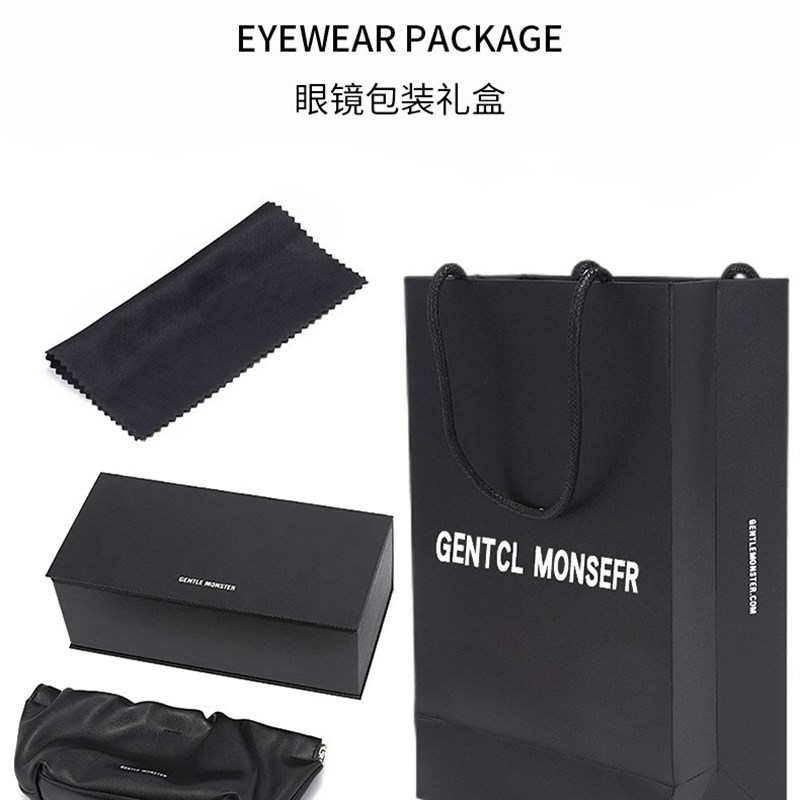 现货2021新款gm眼镜盒 级感软包太阳镜盒R 皮质墨镜盒包装盒