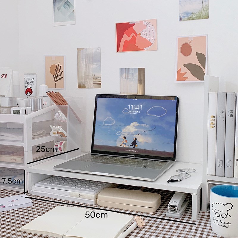 电脑增高架白色宿舍桌面收纳笔记书桌办公室垫高insX置物架垫高架