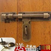 中式 仿古纯铜大插销木门全铜门栓户外门锁扣花园复古黄铜门闩 明装