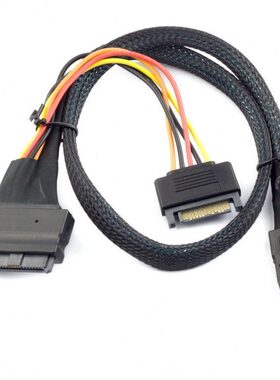MINI SAS SFF-8087转SFF-8639母带SATA 15P电源公服务器连接线