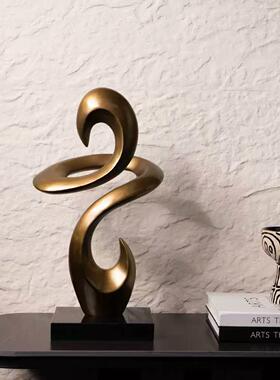 现代轻奢金色抽象艺术雕塑摆件酒店会所摆设工艺礼品摆饰玄关装饰