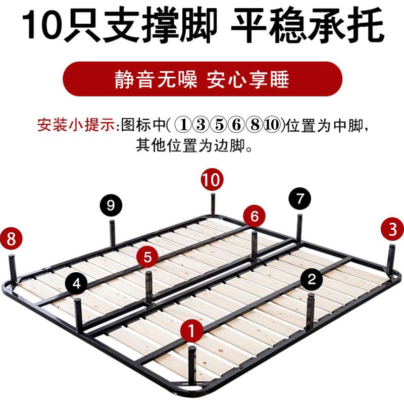 W7定 制1.8米排骨架床架支撑架1.5米折叠架气动床板龙骨铁钢架