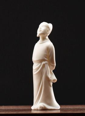 白瓷历史人物李白陶瓷小号摆件家居书房桌面装饰品禅意茶室摆设