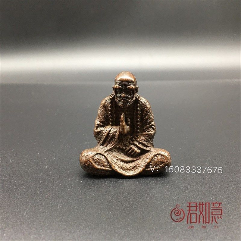 纯铜达摩祖师小摆件实心铜菩提达摩佛祖摆件铜佛佛祖精雕铜器古玩
