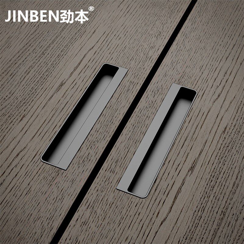 隐形暗拉手现代简约嵌入式柜门橱柜抽屉榻榻米金色开槽衣柜门把手