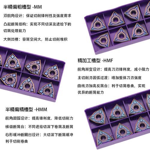 紫金不锈钢专用桃型刀片 WNMG080404-MM WNMG080408-HMM HMF 耐磨