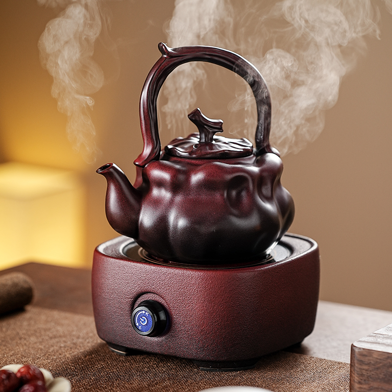 陶瓷提梁茶壶煮茶电陶炉套装烧水泡茶2024新款家用煮茶器小型覆古