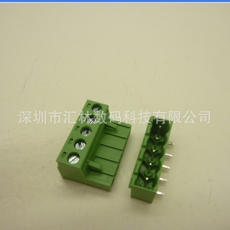 5.0mm插拔式接线端子插头5位端子台-绿色/黑色现货深圳连接器